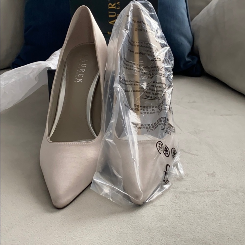 Ralph Lauren Silver Satin Pumps